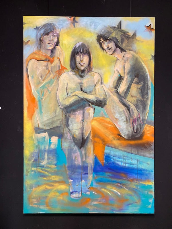 Gemälde von Florentine Joop, originale Kunst, The Ramones als die drei Fischer
