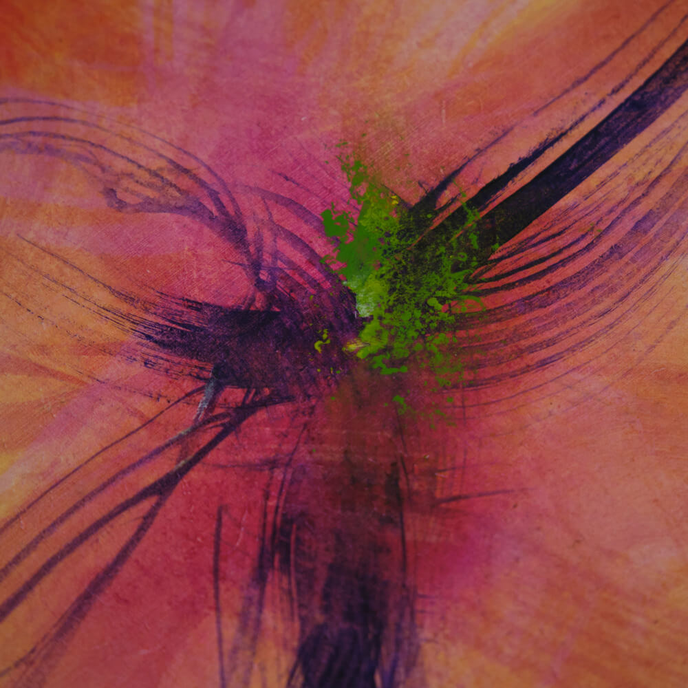 Detail: Acrylgemälde von Hartwig Dilling, abstrakte Kunst, Gelb Orange und Rot, Malerei