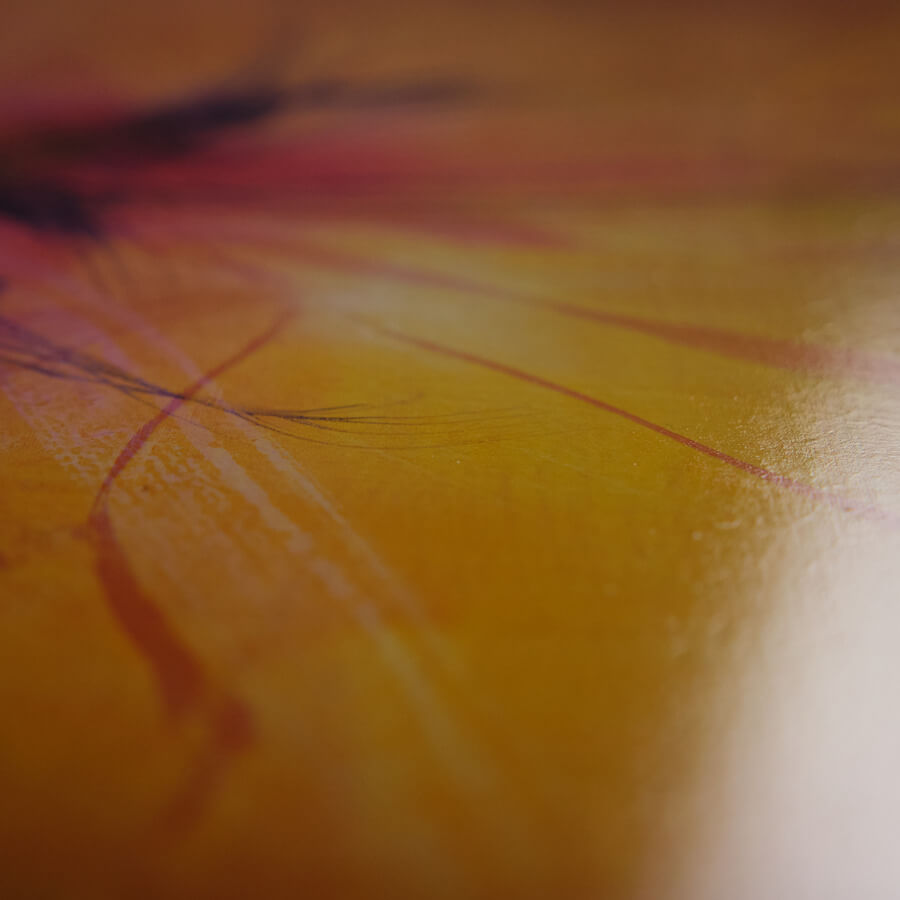 Detail: Acrylgemälde von Hartwig Dilling, abstrakte Kunst, Gelb Orange und Rot, Malerei